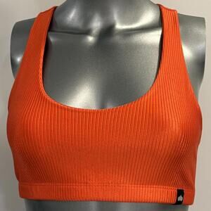 Booty By Brabants One Size Stylish Orange Ribbed Crop Top Sports Bra